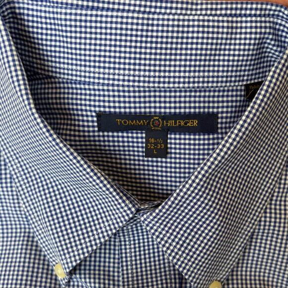 Tommy Hilfiger Gingham Plaid Button Down Dress Shirt Size 16.5 - Picture 6 of 8